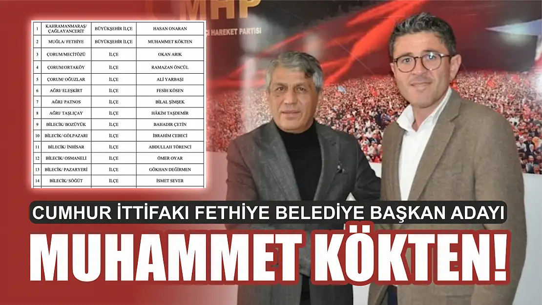 Cumhur İttifakı Fethiye Belediye Başkan Adayı Muhammet Kökten Oldu