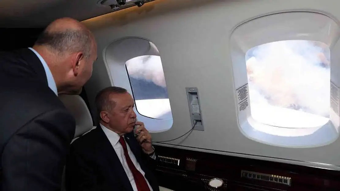 Cumhurbaşkanı Recep Tayyip Erdoğan, Marmaris'teki yangın bölgesinde havadan incelemelerde bulundu.