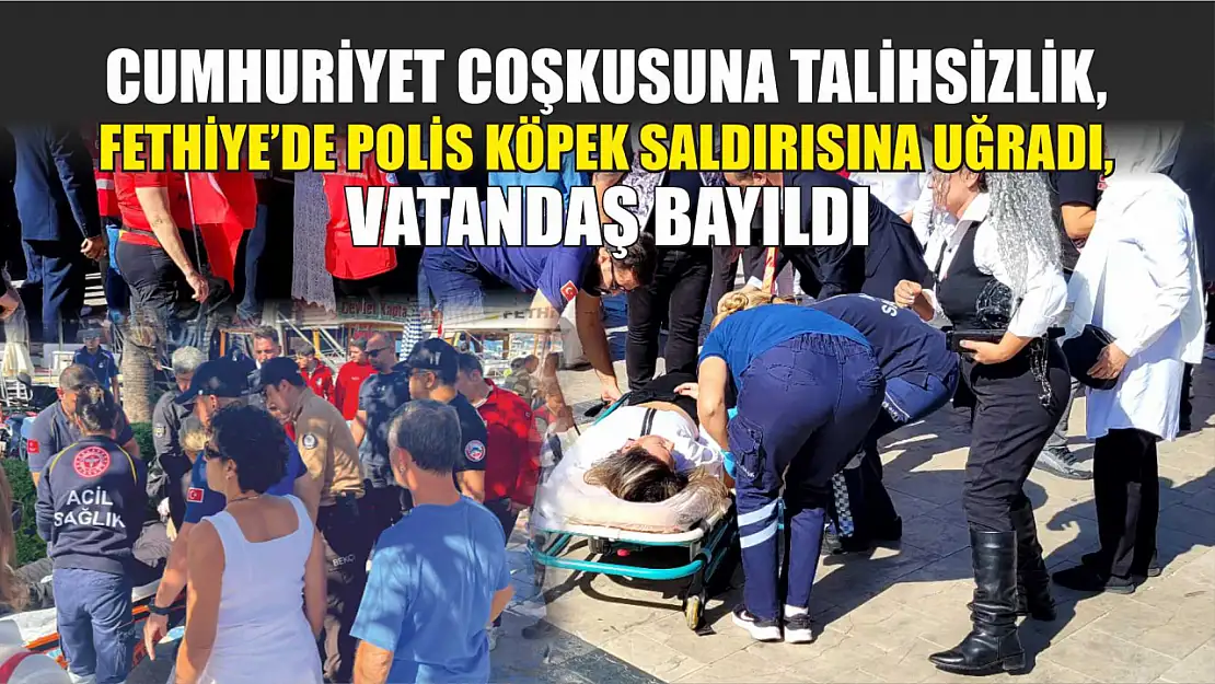 Cumhuriyet Coşkusuna Talihsizlik, Fethiye'de Polis Köpek Saldırısına Uğradı, Vatandaş Bayıldı