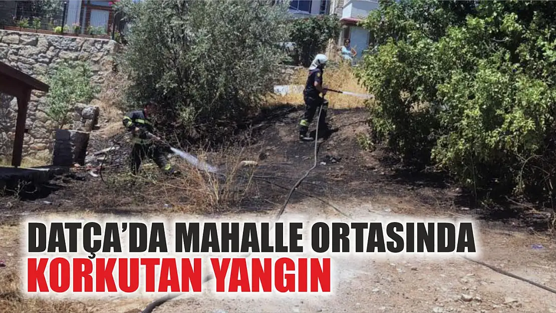 Datça'da mahalle ortasında korkutan yangın