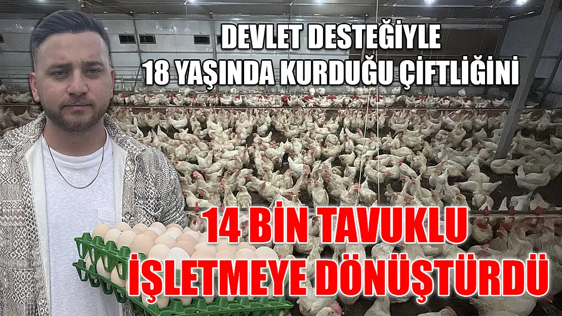 Devlet desteğiyle 18 yaşında kurduğu çiftliğini 14 bin tavuklu işletmeye dönüştürdü