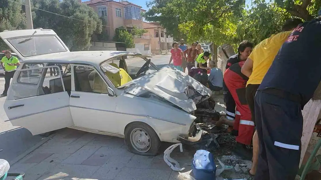 Direk ile araç arasında kaldı, bacağı koptu