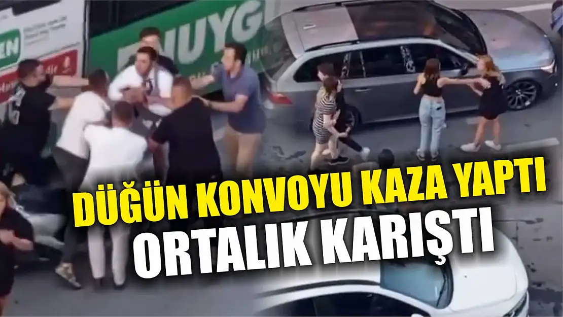 Düğün konvoyu kaza yaptı, ortalık karıştı