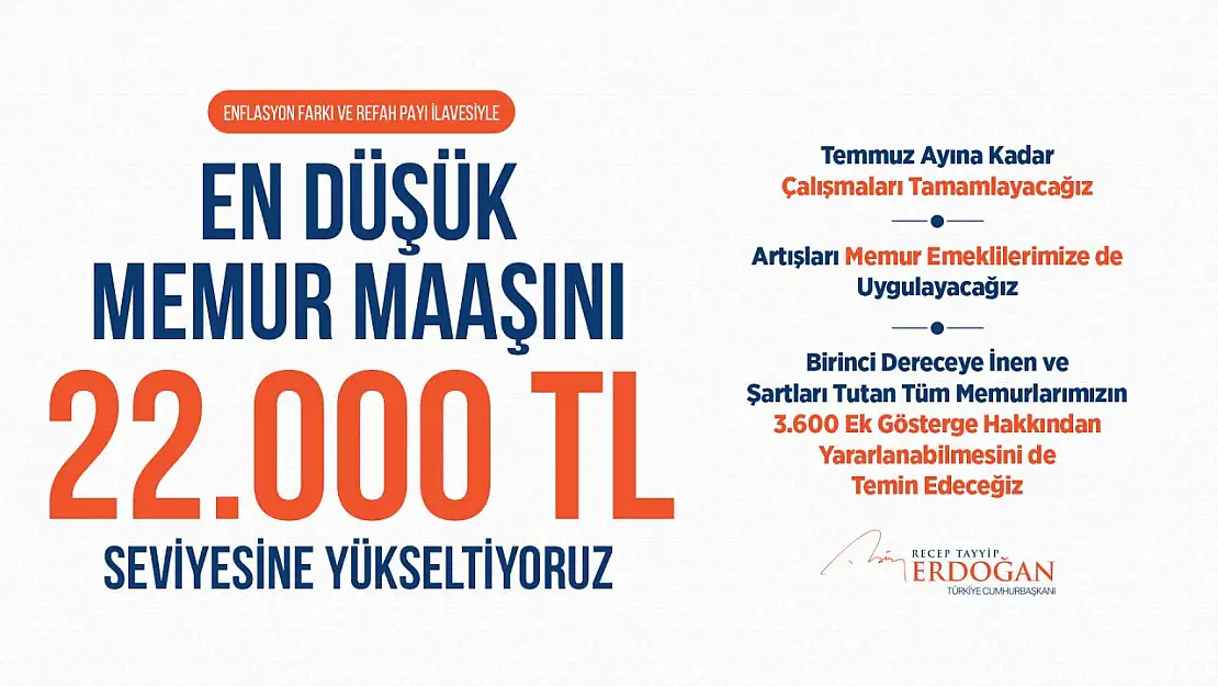 En Düşük Memur Maaşı 22.000 TL Oldu