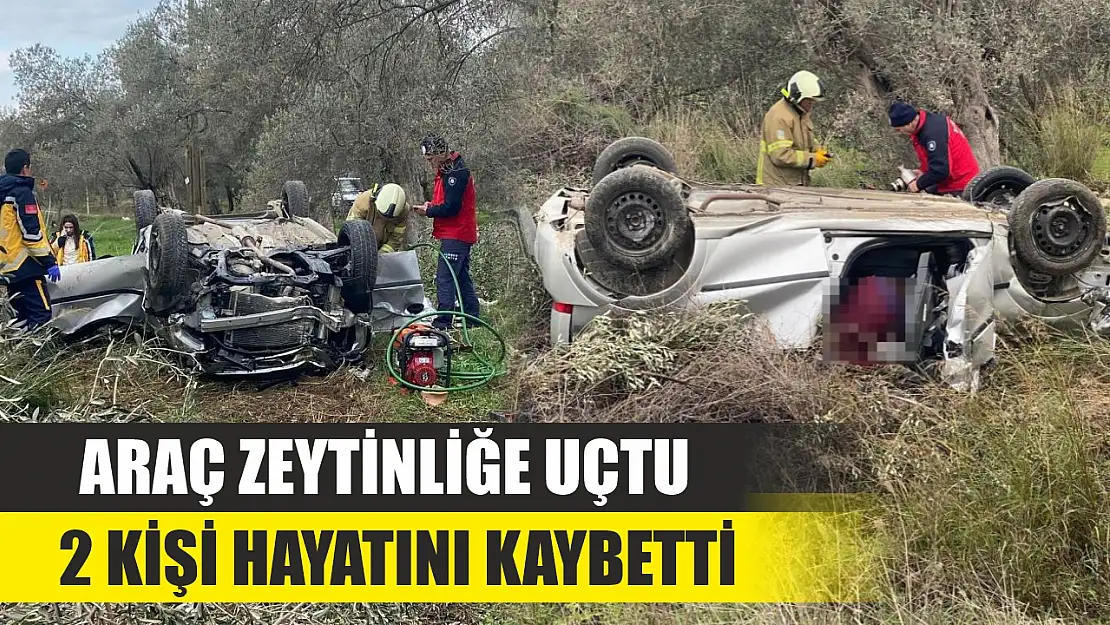 Feci kaza! Araç zeytinliğe uçtu, 2 kişi hayatını kaybetti