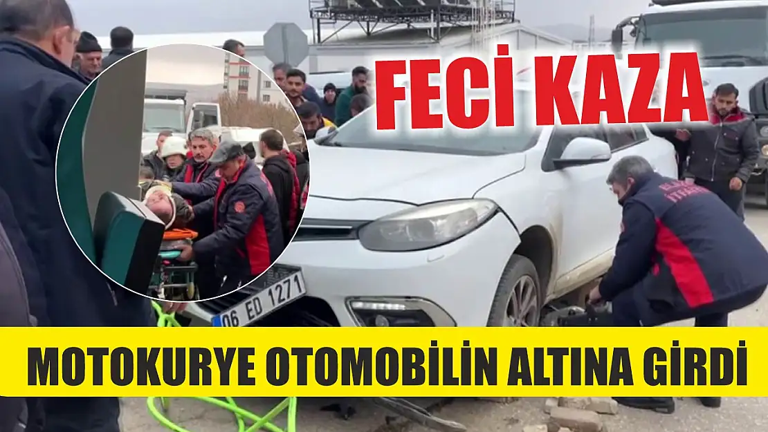 Feci kaza: Motokurye otomobilin altına girdi