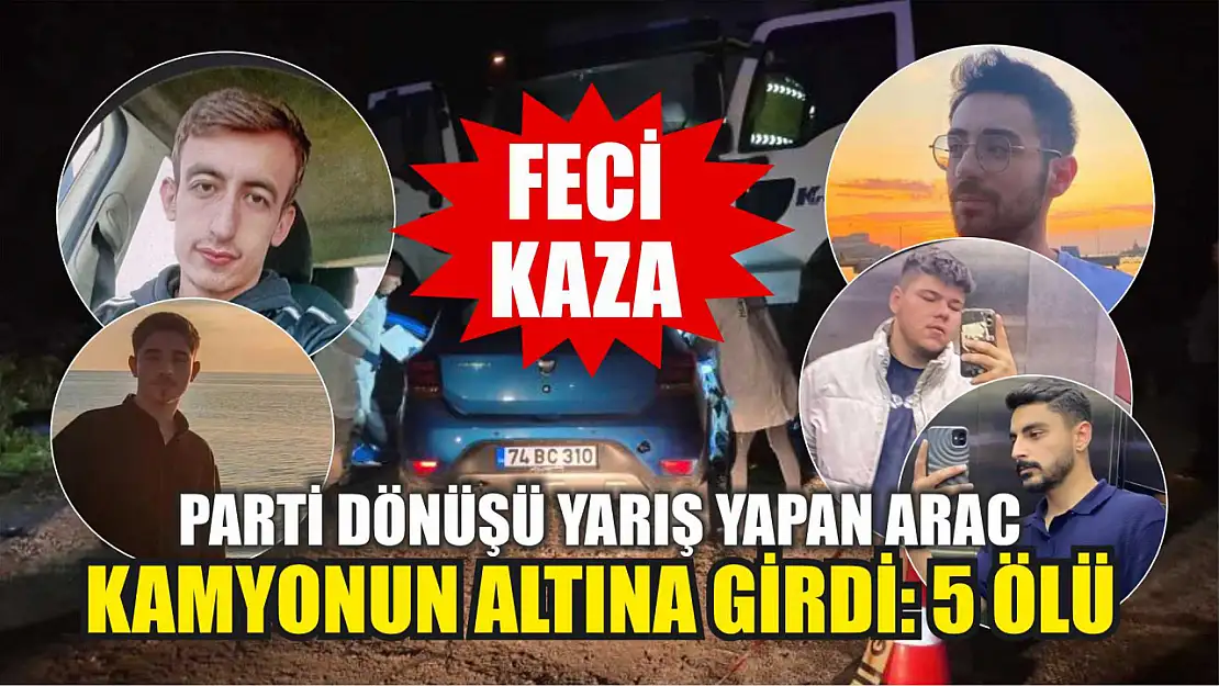 Feci kaza: Parti dönüşü yarış yapan araç kamyonun altına girdi: 5 ölü