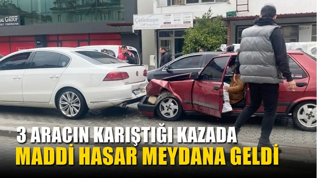 Fethiye'de 3 aracın karıştığı kazada maddi hasar meydana geldi