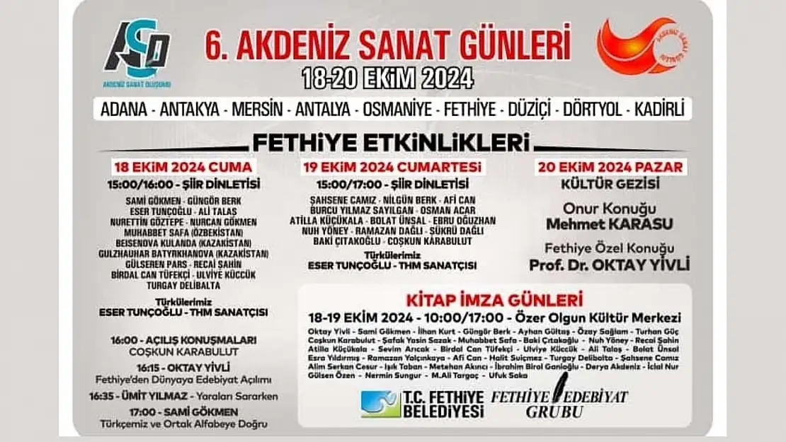 Fethiye'de 6. Akdeniz Sanat Günleri başlıyor