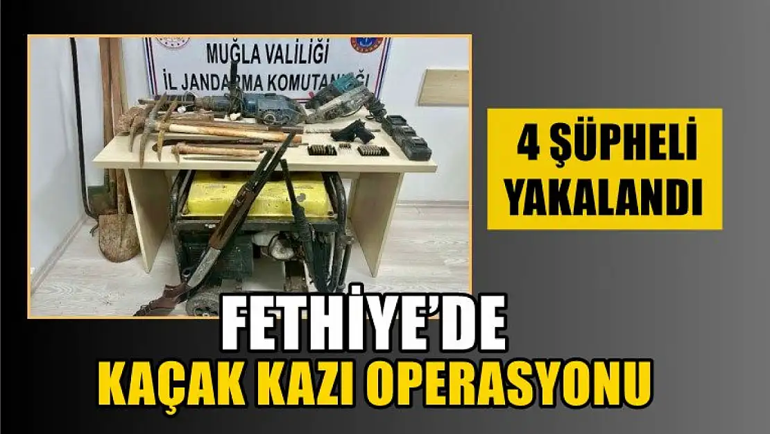 Fethiye'de kaçak kazı operasyonu,  4 şüpheli yakalandı