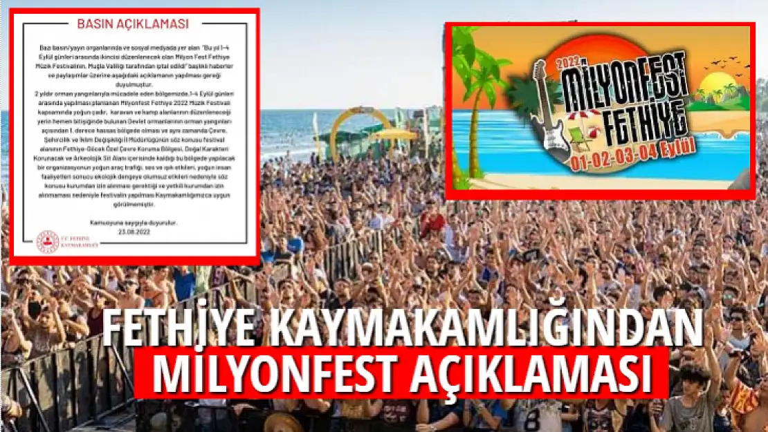 FETHİYE KAYMAKAMLIĞINDAN MİLYONFEST AÇIKLAMASI