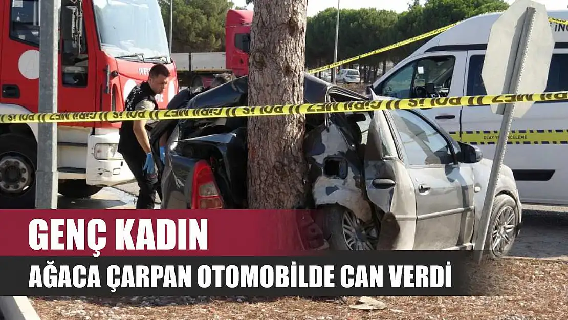 Genç kadın ağaca çarpan otomobilde can verdi