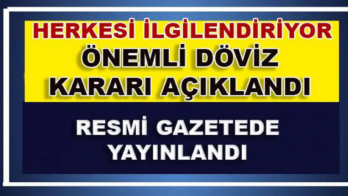 Önemli Döviz Kararı Yürürlüğe Girdi