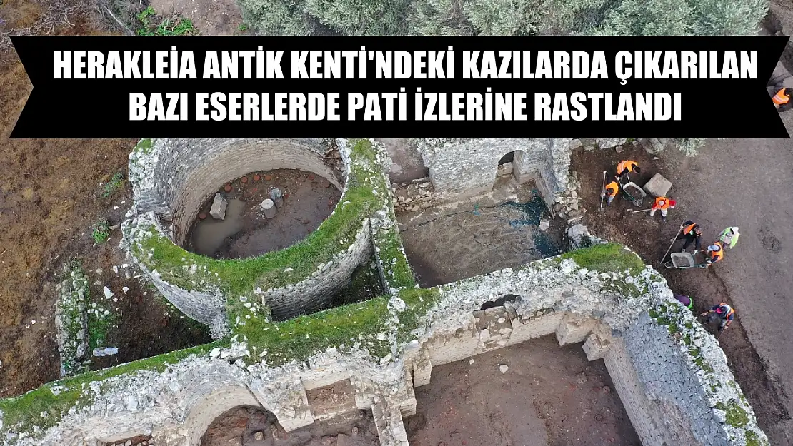 Herakleia Antik Kenti'ndeki kazılarda çıkarılan bazı eserlerde pati izlerine rastlandı