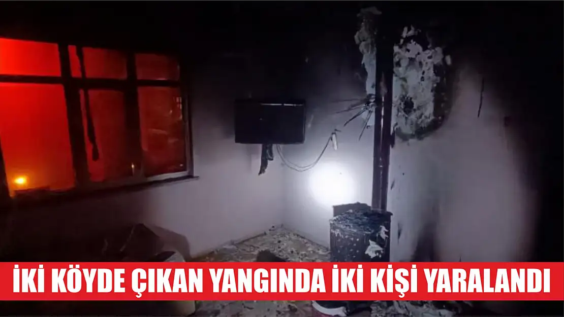 İki köyde çıkan yangında iki kişi yaralandı