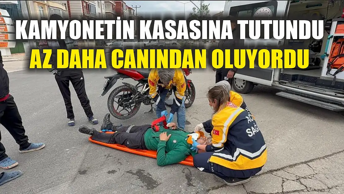 Kamyonetin kasasına tutundu, az daha canından oluyordu