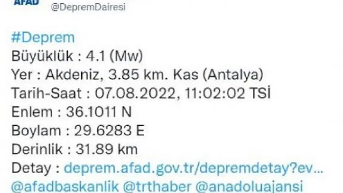 KAŞ AÇIKLARINDA DEPREM! FETHİYE'DEN DE HİSSEDİLDİ