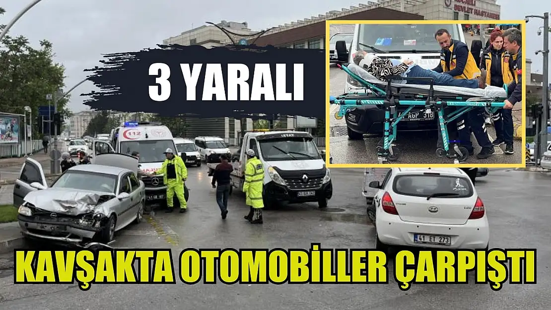 Kavşakta otomobiller çarpıştı: 3 yaralı