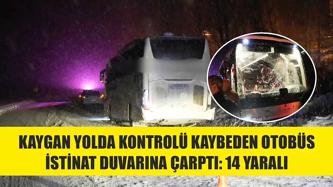 Kaygan Yolda Kontrolü Kaybeden Otobüs, İstinat Duvarına Çarptı: 14 Yaralı