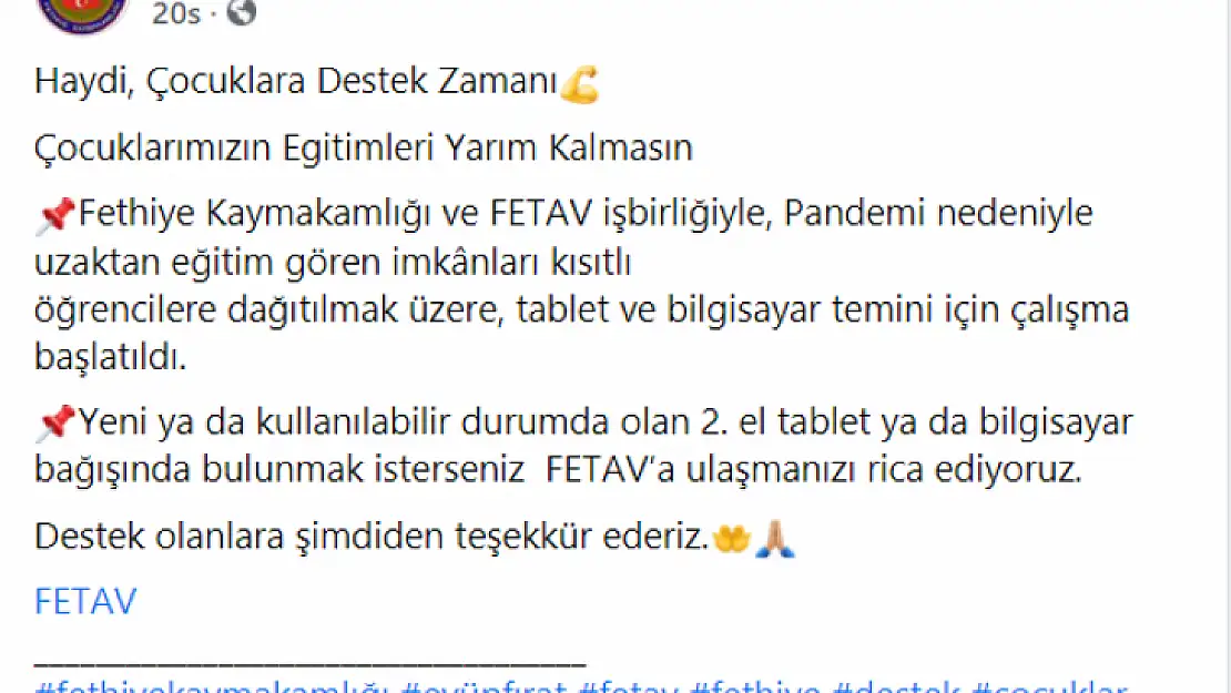 KAYMAKAMLIK VE FETAV'DAN UZAKTAN EĞİTİME DESTEK