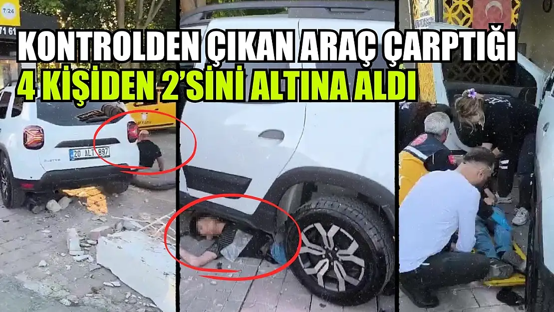 Kontrolden çıkan araç çarptığı 4 kişiden 2'sini altına aldı