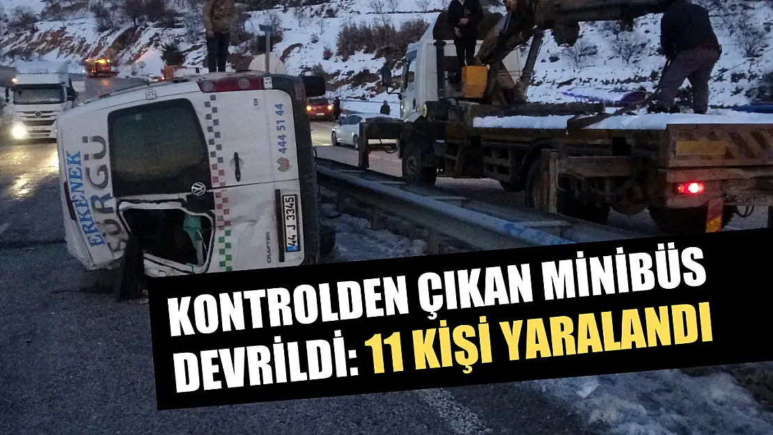 Kontrolden çıkan minibüs devrildi: 11 yaralı