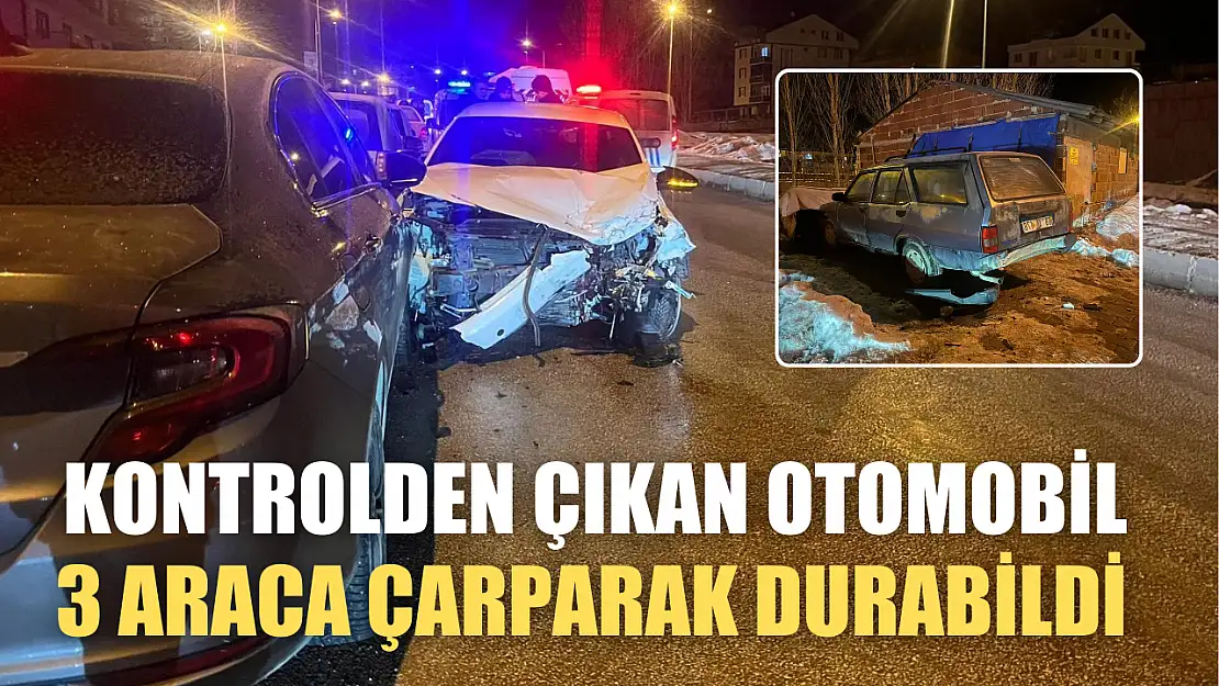 Kontrolden çıkan otomobil 3 araca çarparak durabildi