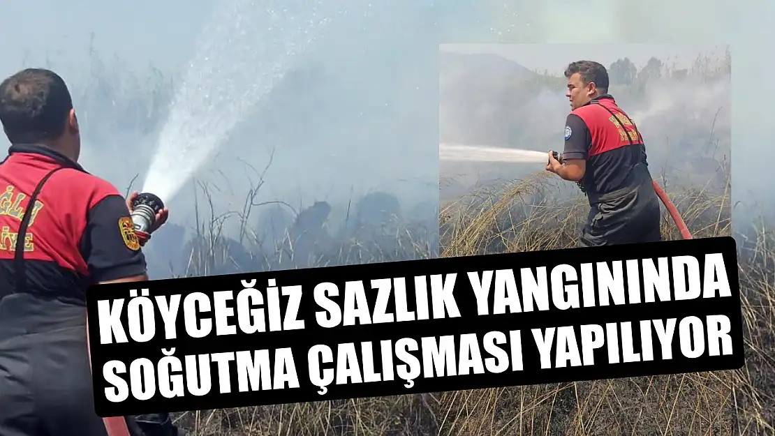 Köyceğiz sazlık yangınında soğutma çalışması yapılıyor