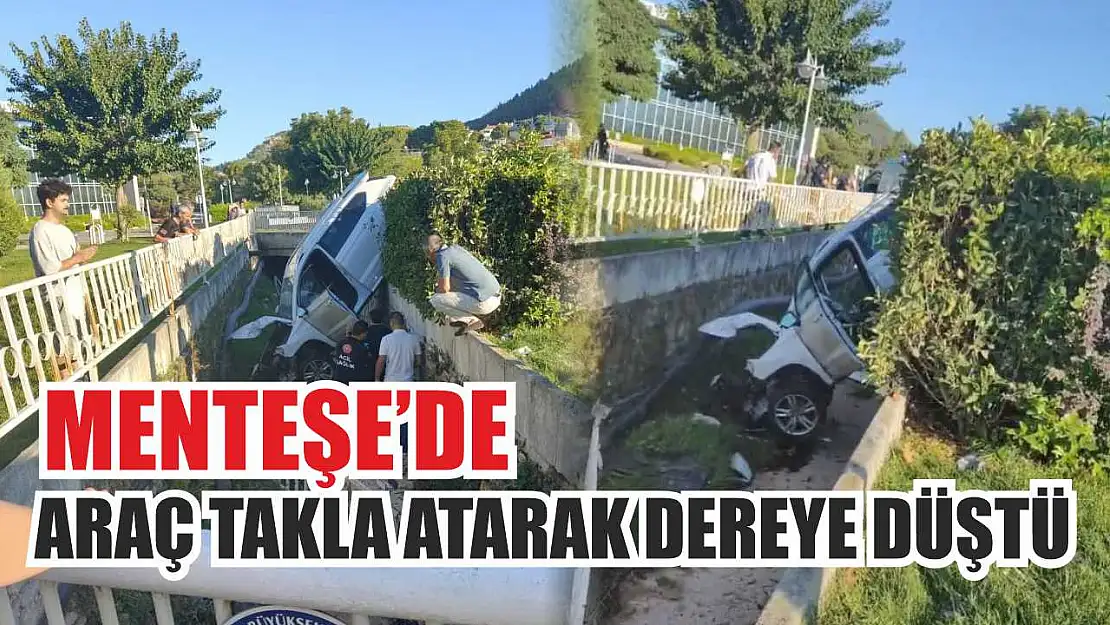 Menteşe'de Araç Takla Atarak Dereye Düştü