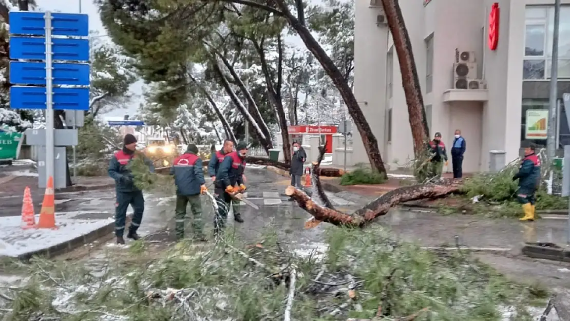 Menteşe'de kar mesaisi