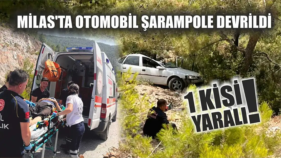 Milas'ta Otomobil Şarampole Devrildi: 1 Kişi Yaralı!