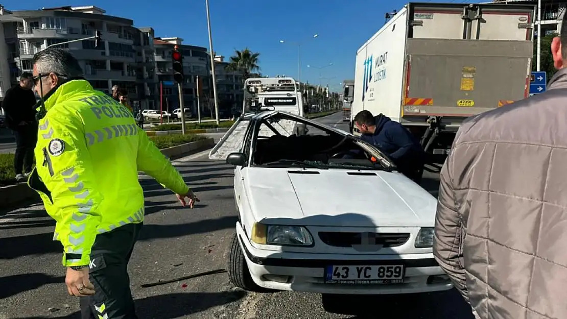 Milas'ta takla atan otomobilden sürücü sağ kurtuldu