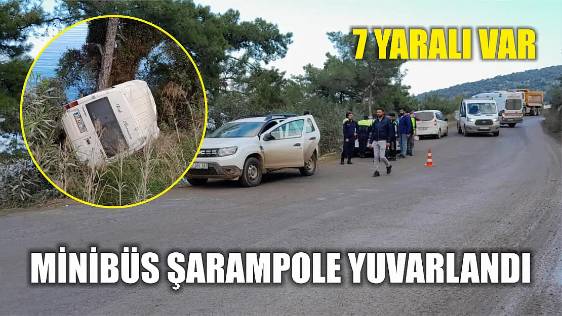 Minibüs şarampole yuvarlandı 7 yaralı