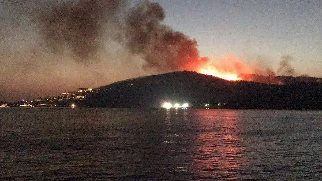 Muğla'da yangın söndürme çalışmaları sürüyor, alevler geceyi aydınlatıyor