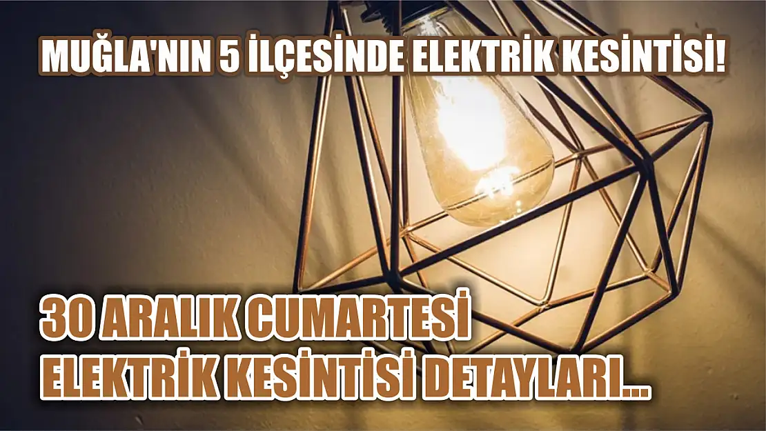 Muğla'nın 5 ilçesinde elektrik kesintisi! 30 Aralık Cumartesi elektrik kesintisi detayları...