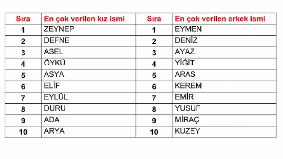 Muğla'da En Popüler Bebek İsimleri Açıklandı