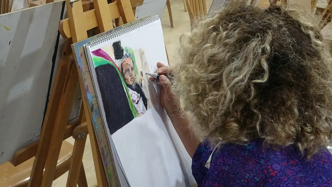 Muğlalı ressam İsrail'e tepkisini resimleriyle gösterdi