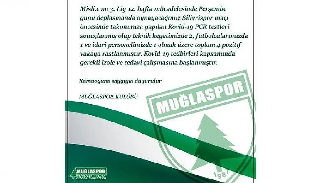 Muğlaspor'a korona darbesi