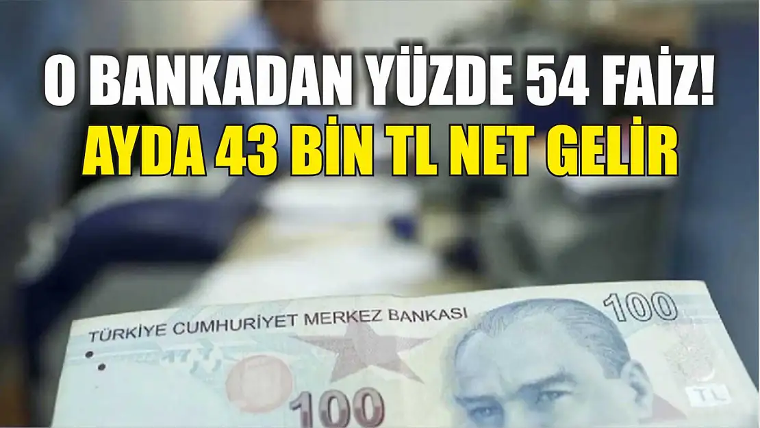 O bankadan yüzde 54 faiz Ayda 43 bin TL net gelir