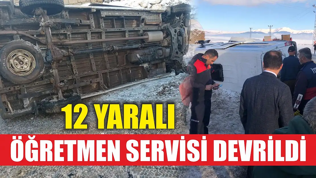 Öğretmen servisi devrildi: 12 yaralı