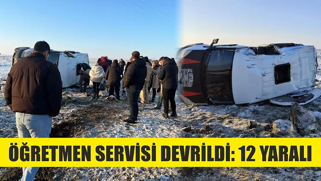 Öğretmen servisi devrildi: 12 yaralı