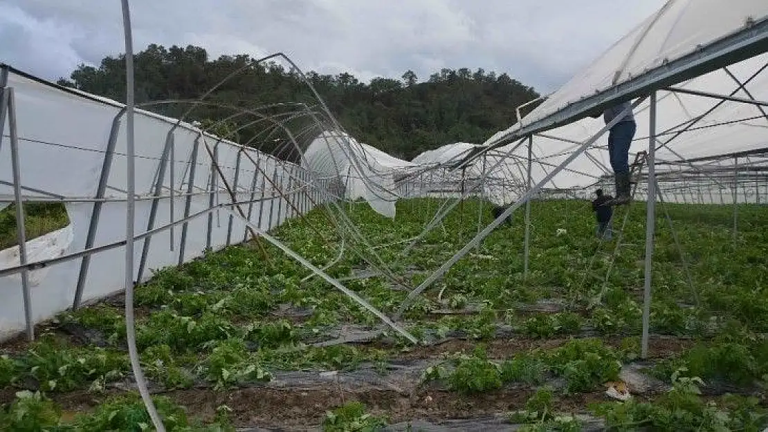 Ortaca'da fırtına seralara zarar verdi