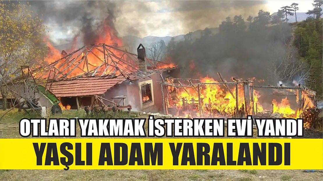 Otları yakmak isterken evi yandı: Yaşlı adam yaralandı