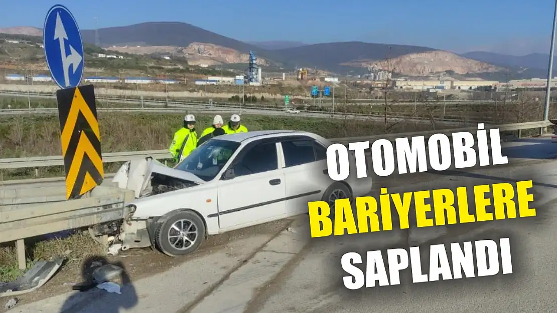 Otomobil bariyerlere saplandı