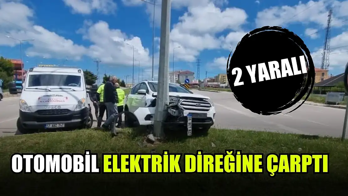 Otomobil elektrik direğine çarptı: 2 yaralı