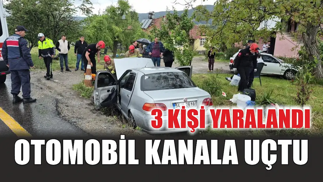 Otomobil kanala uçtu: 3 kişi yaralandı