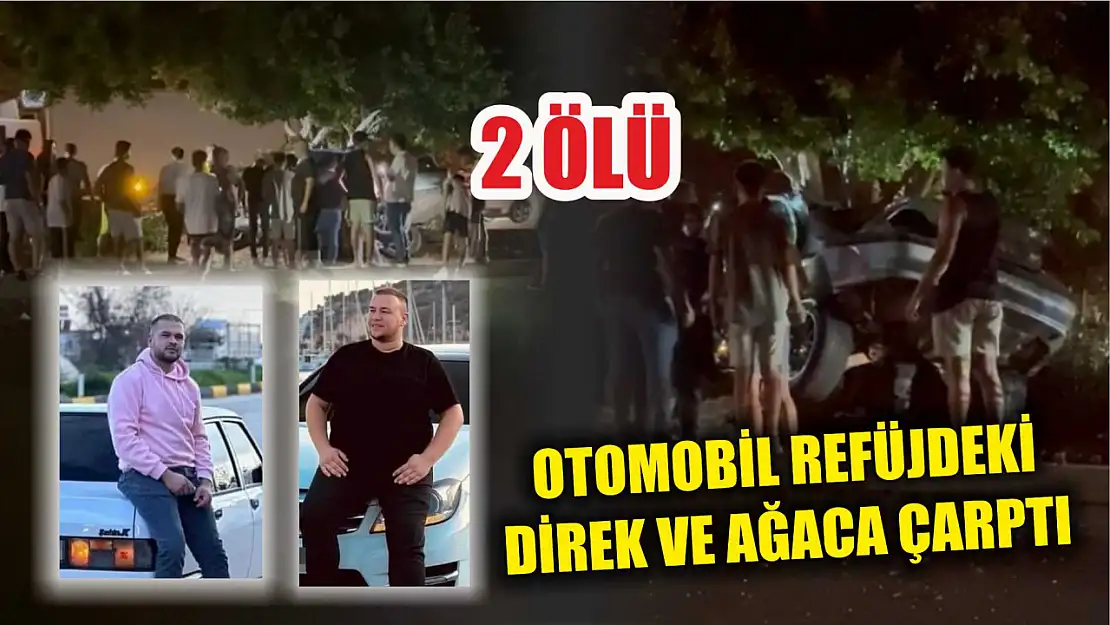 Otomobil refüjdeki direk ve ağaca çarptı: 2 ölü