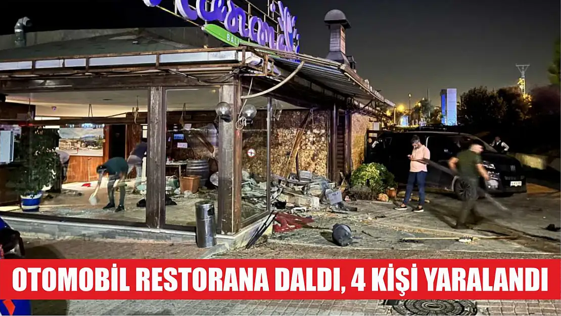 Otomobil restorana daldı, 4 kişi yaralandı: O anlar kamerada