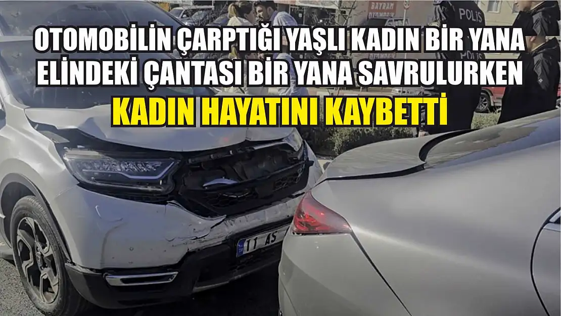 Otomobilin çarptığı yaşlı kadın bir yana, elindeki çantası bir yana savrulurken, kadın hayatını kaybetti