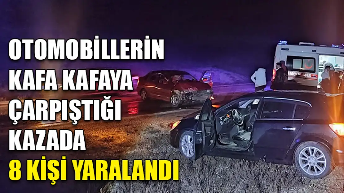 Otomobillerin kafa kafaya çarpıştığı kazada 8 kişi yaralandı